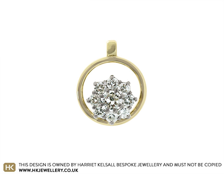 Emma's Yellow and White Gold Diamond Cluster Pendant