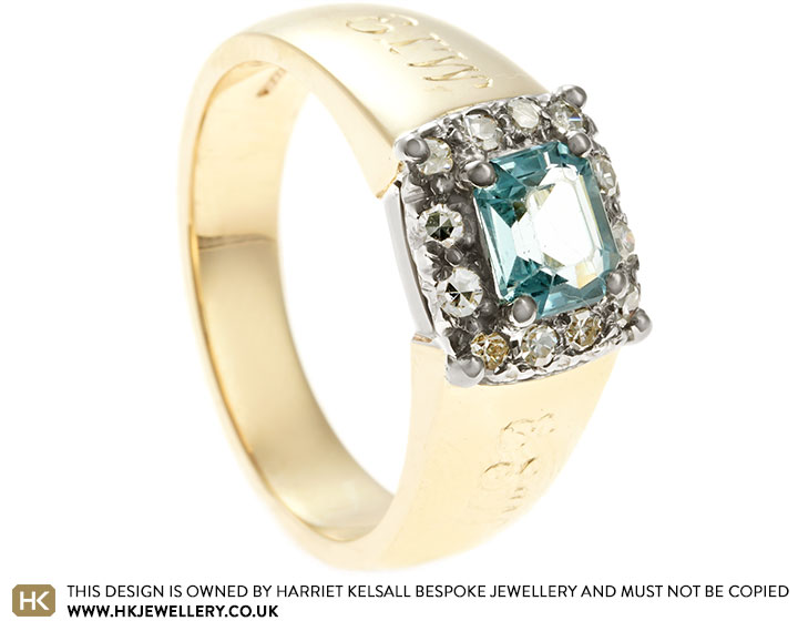 Zoe's Re-designed Aquamarine and Diamonds Heirloom Ring