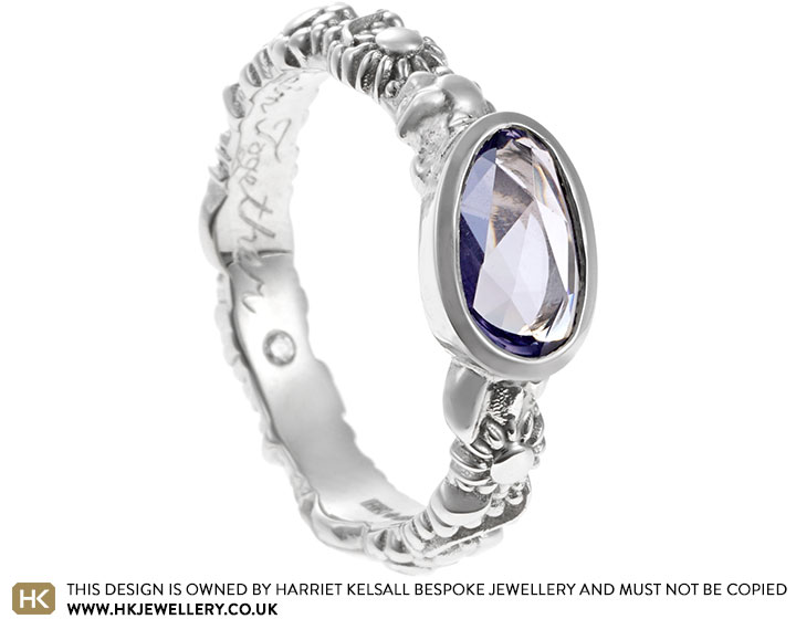 Sirli's Wildflower Inspired Engagement Ring with Organic Shaped Sapphire