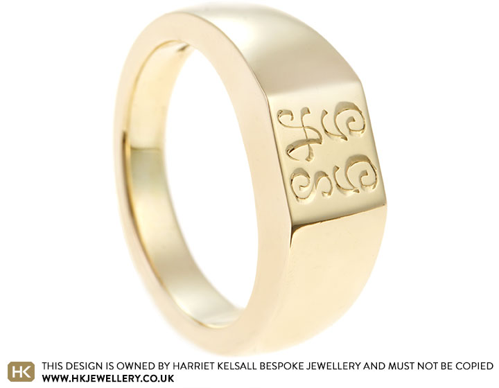 Mitchell's Sentimental Yellow Gold Signet with Engraved Initials