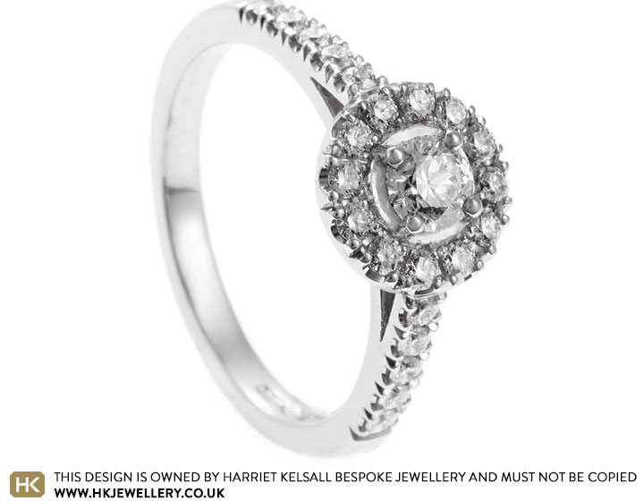 Victoria's Platinum and Scallop Set Diamond Halo Engagement Ring