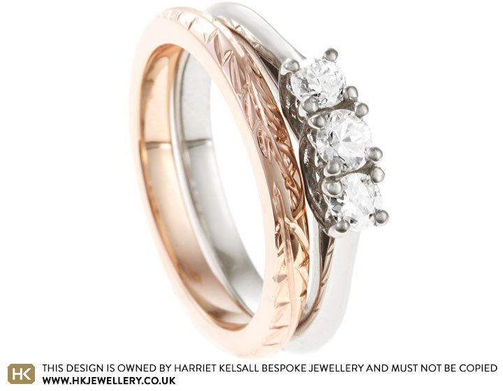 Jess' Thistle Inspired Engraved Rose Gold Wedding Ring