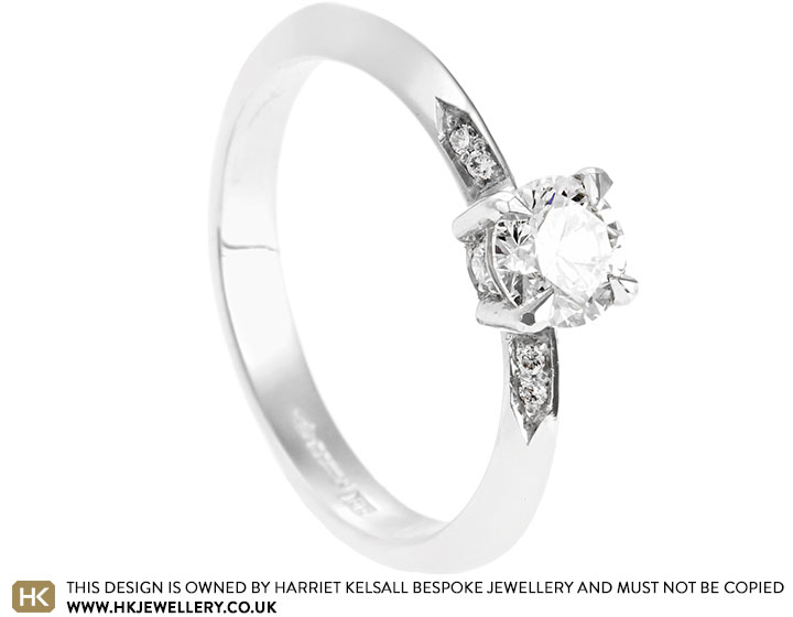 Zoe's Platinum Solitaire Engagement Ring with Hidden Diamonds