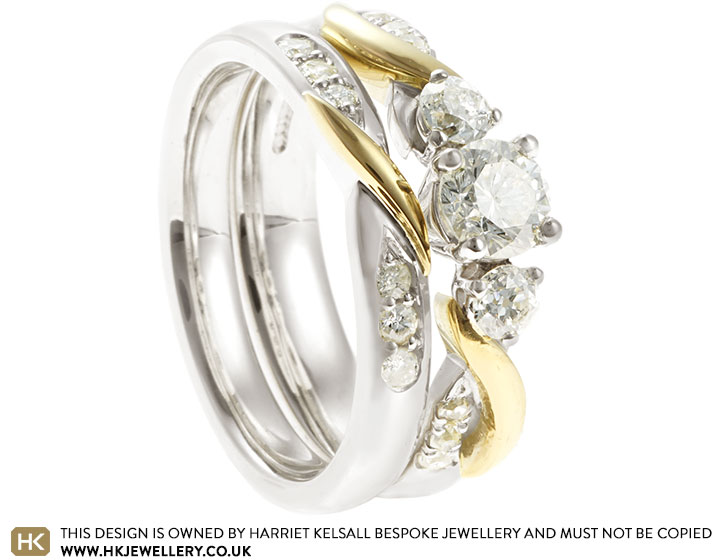 Michele's Mixed Gold and Diamond Engagement and Wedding Ring Set