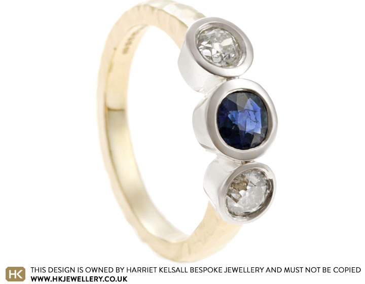 Louise's Mixed Gold, Old Cut Diamond and Sapphire Dress Ring