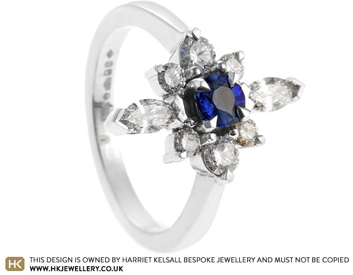 Naomi's Re-designed Platinum, Sapphire and Diamond Cluster Engagement Ring