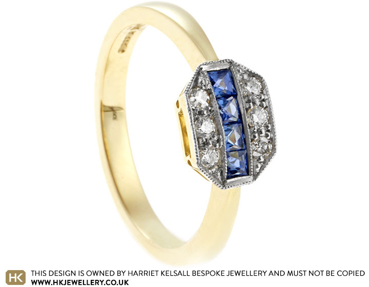 Trish's Mixed Metal Sapphire and Diamond Engagement Ring