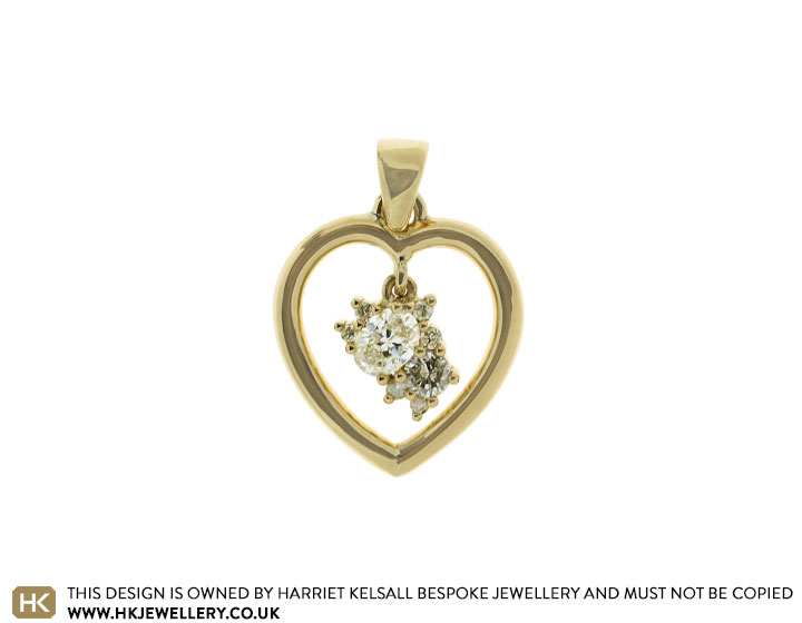 Jessa's Yellow Gold Suspended Diamond Heart Pendant