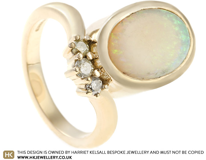 Unique 9ct Yellow Gold and Opal Engagement Ring