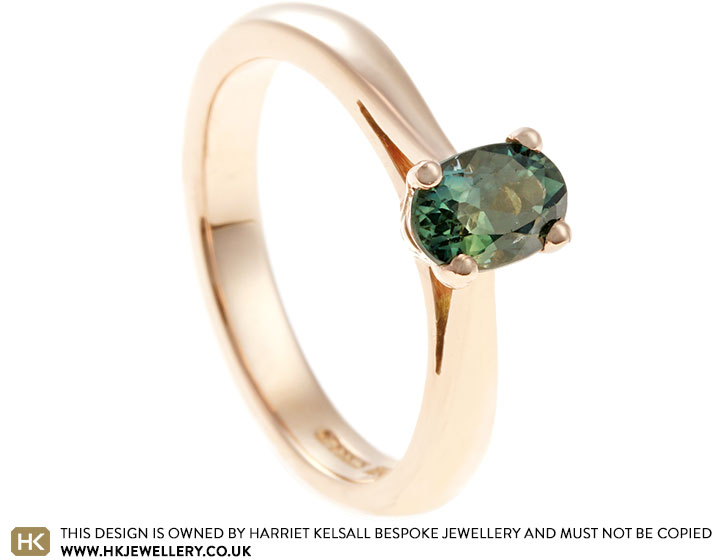 Rosie's 0.78ct Teal Sapphire and Rose Gold Engagement Ring