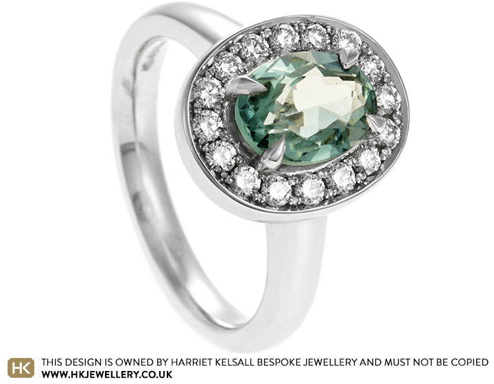 Audrey's Platinum, Tourmaline and Diamond Engagement Ring