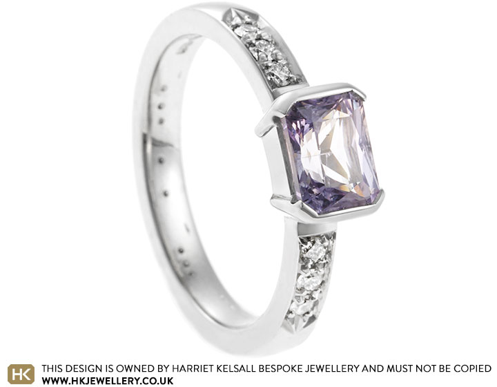 Navi's Platinum, Diamond and Lilac Sapphire Engagement Ring