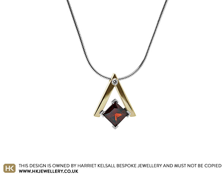 9ct Yellow Gold Garnet & Diamond Pendant | Buy Online | Free Insured UK  Delivery