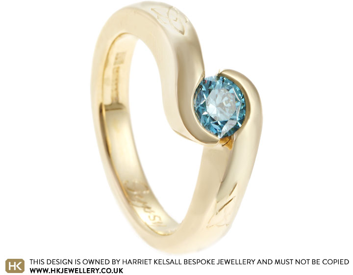 Sarah-Kate's Yellow Gold and Ice Blue Diamond Engagement Ring