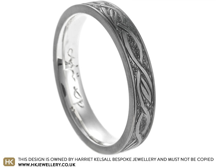 Majd's Relief Engraved Sterling Silver Wedding ring