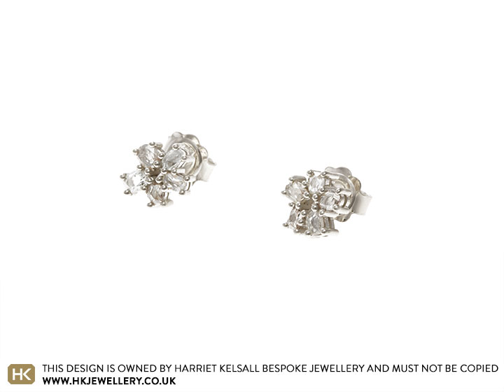 Gill's White Gold and Rose Cut Diamond Cluster Stud Earrings