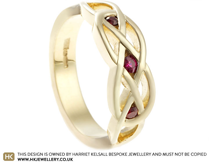 Janet's Knot Inspired Yellow Gold and Ruby Dress Ring