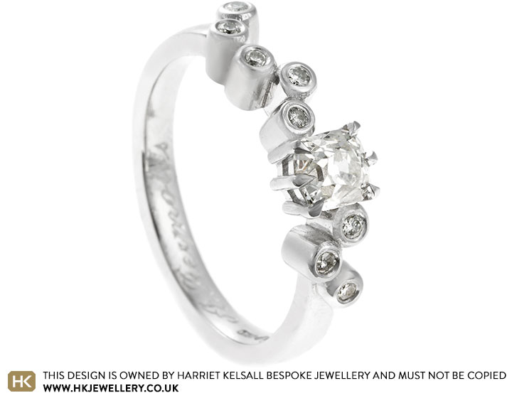 Alanya's Platinum Old Cut Diamond Scatter Ring