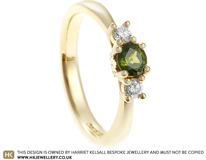 Sophie's Oak Leaf Inspired 9ct Yellow Gold Tourmaline Engagement Ring