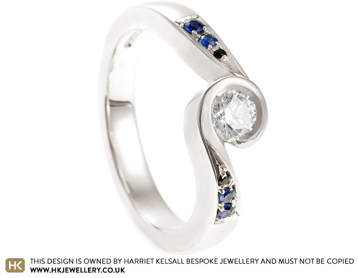 Joanna's Wave and Sea Inspired Diamond and Sapphire Engagement Ring