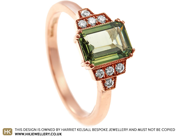 Amy's Rose Gold and Emerald Cut Green Sapphire Engagement Ring