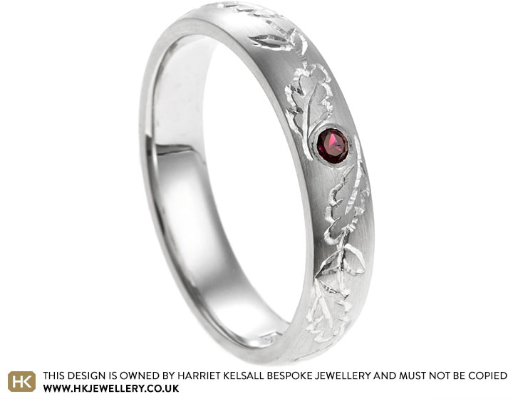 Eleanor's Platinum Leaf Inspired Ruby Engagement Ring