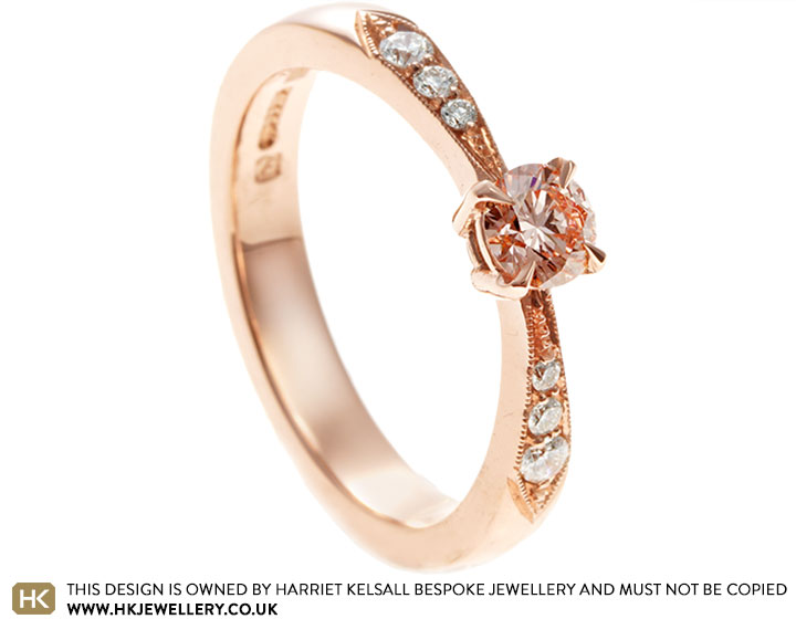 rose gold wedding ring pink diamond