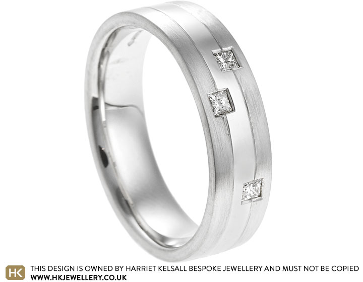 Matt's Platinum and Princess Cut Diamond Wedding Ring