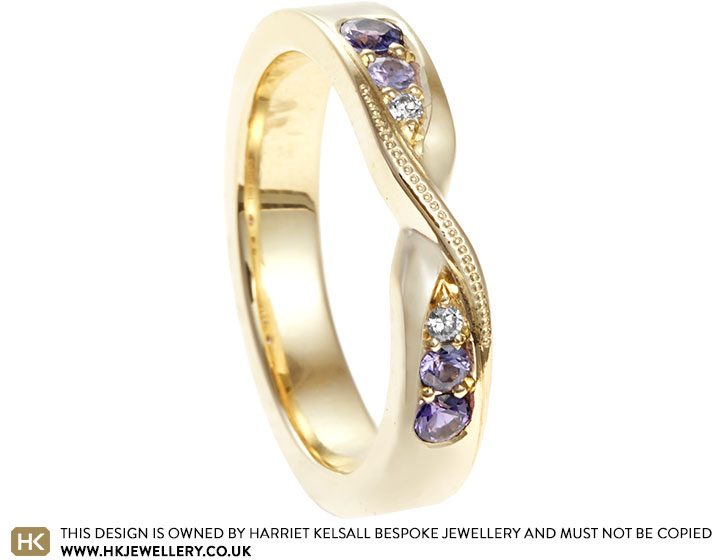 Karen's Bespoke 9ct Yellow Gold and Graduating Purple Stone Eternity Ring