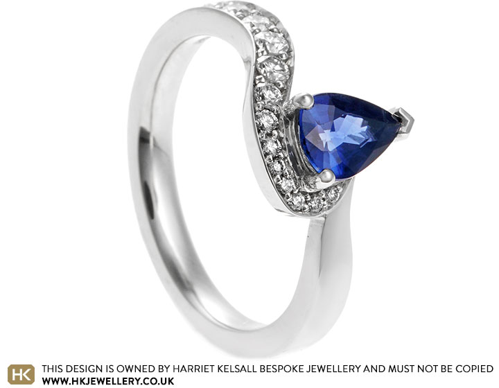 Charlie's Ski Slope Inspired Platinum, Sapphire and Diamond Engagement Ring