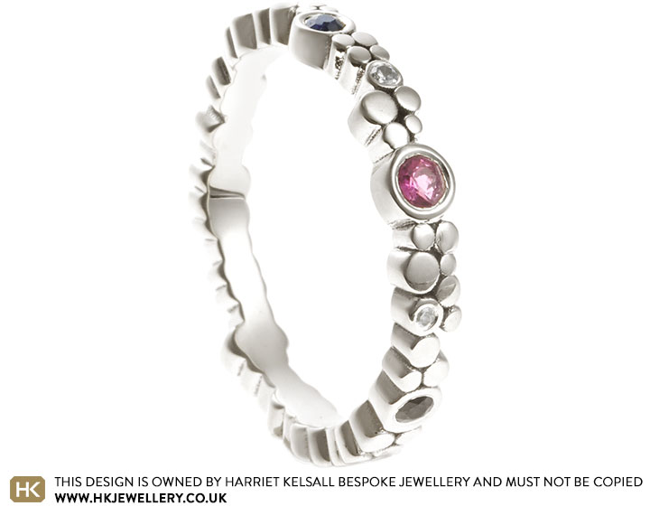 Shannon's Fairtrade 9ct White Gold Dress Ring With Diamonds, Sapphires and Ruby