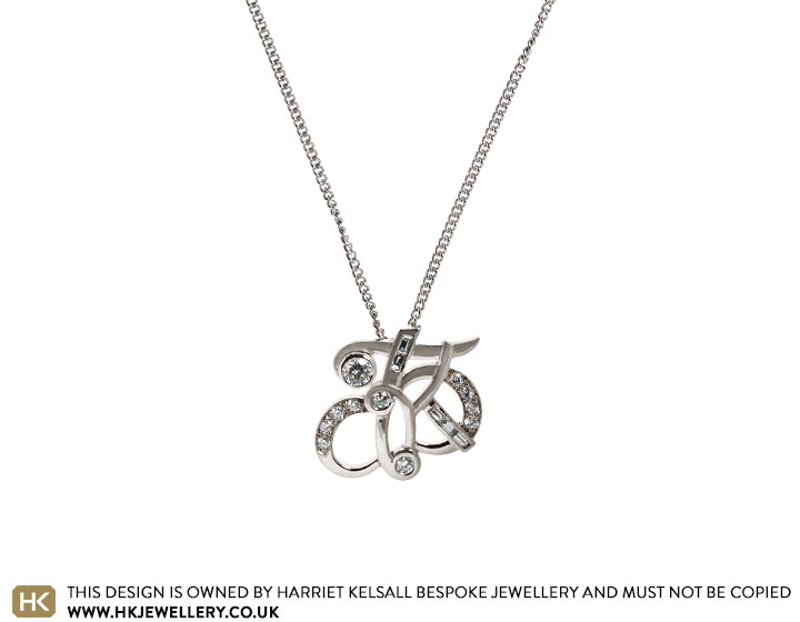 Katie's White Gold and Diamond Intertwined Initial Pendant