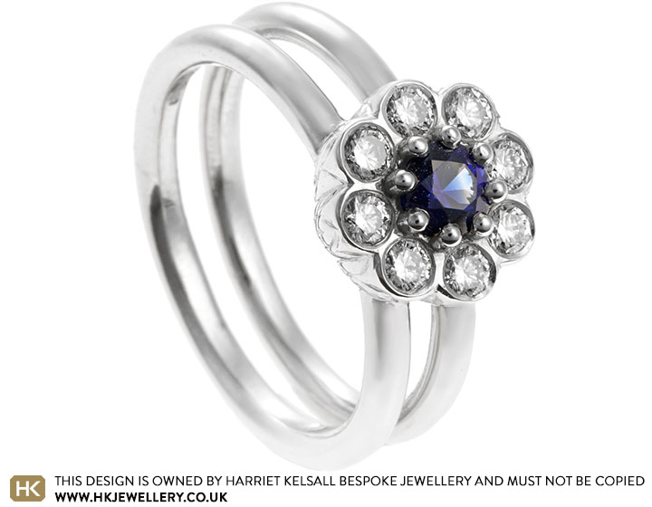 Maureen's Floral and Octopus Inspired Platinum and Sapphire Engagement Ring