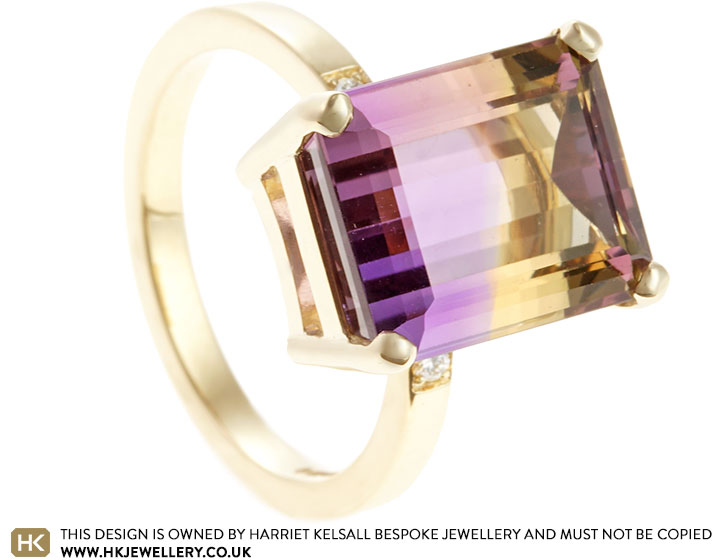 Janet's Yellow Gold Ametrine Dress Ring with Diamonds