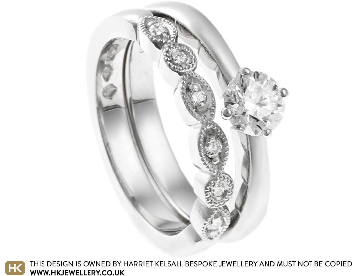 Elizabeth's platinum and diamond shaped wedding ring