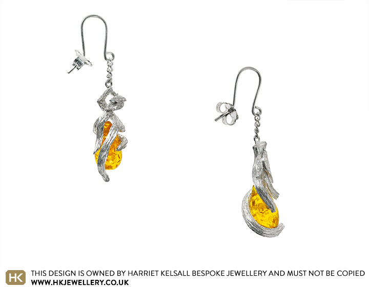 Agatha's Redwood Inspired Sterling Silver Amber Earrings