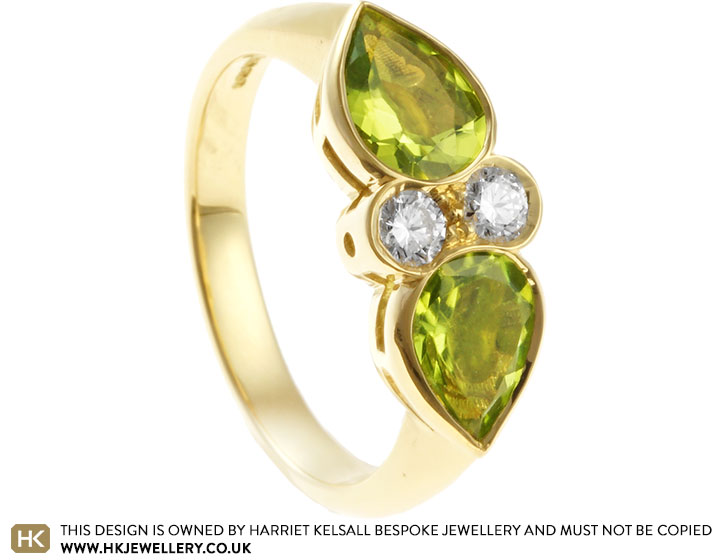 Linda's 18ct Yellow Gold Dress Ring with Peridots and Diamonds