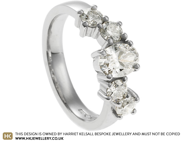 Michelle's Platinum And Mixed Cut Diamond Wave Engagement Ring