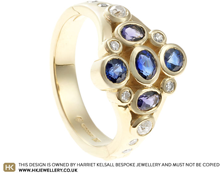 Caz's Yellow Gold, Sapphire and Diamond Hinged Ring