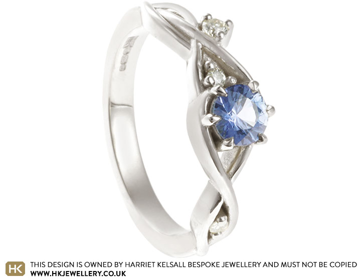 Elke's Snow, Wind and Ice Inspired White Gold and Cornflower Sapphire Engagement Ring