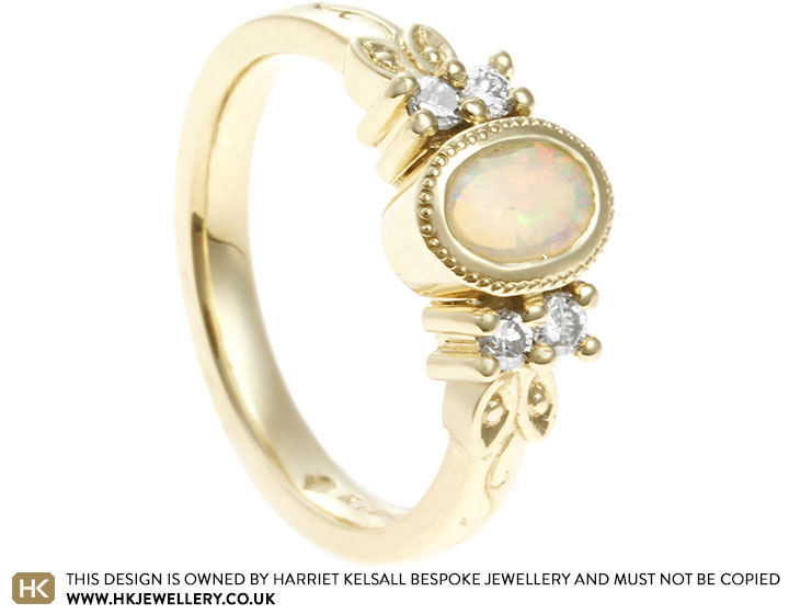 Katie's Vintage Inspired 9ct Yellow Gold Opal Engagement Ring