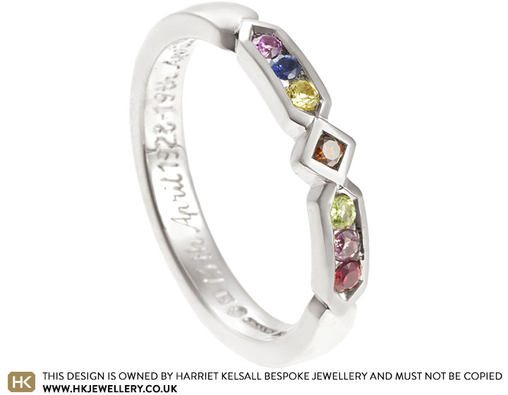 Lyn's 'Granny Chocolate' Inspired Fairtrade White Gold and Multicoloured Stone Eternity Ring