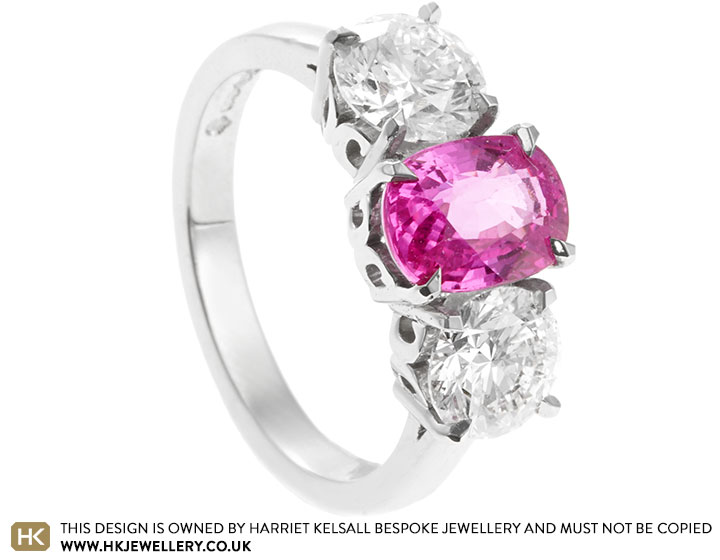 Christine's Platinum, Pink Sapphire and Diamond Dress Ring