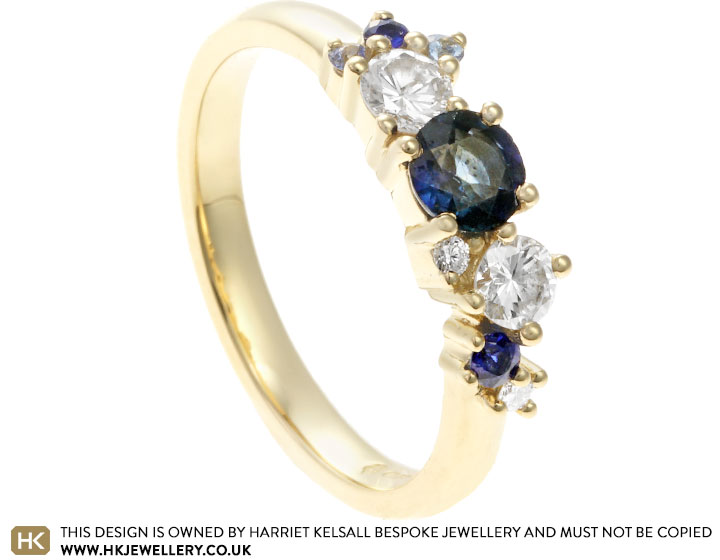 Rachel's 18ct Yellow Gold Sapphire and Diamond Scatter Set Sentimental Redesign