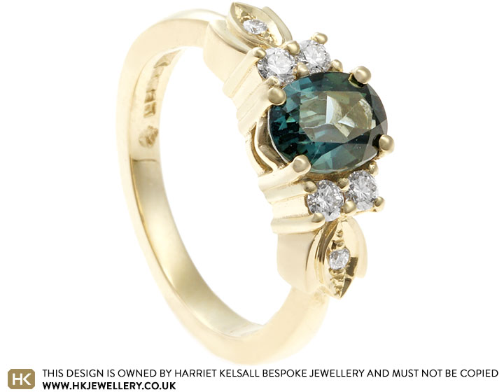 Katie's Fairtrade 9ct Yellow Gold and Teal Sapphire Engagement Ring