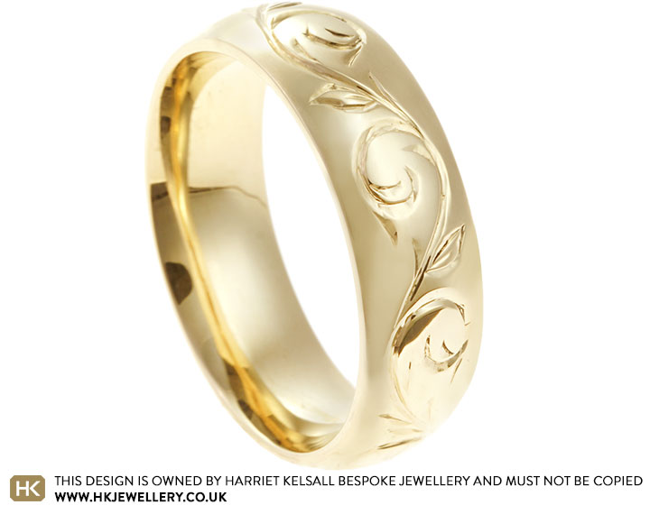 Jonathan's 9ct Yellow Gold 'Ara Pacis' Engraved Wedding Ring