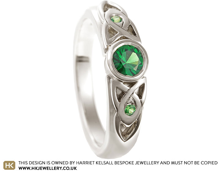 Gemma's Celtic Inspired 9ct White Gold and Tsavorite Engagement Ring