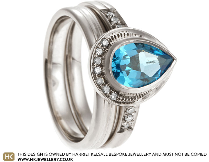 Ruth's 18ct White Gold Re-designed Engagement Ring with Topaz and Diamonds