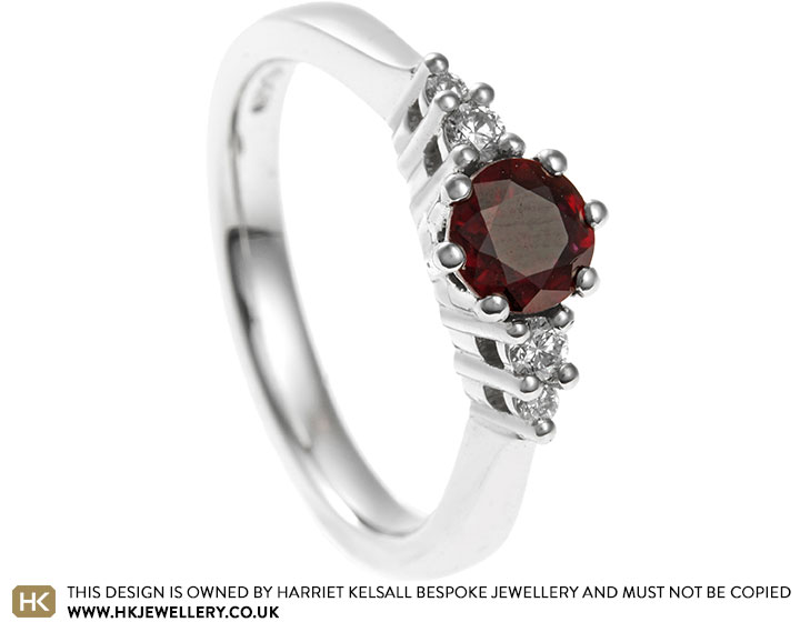 Platinum Fine Ruby and Diamond Engagement Ring