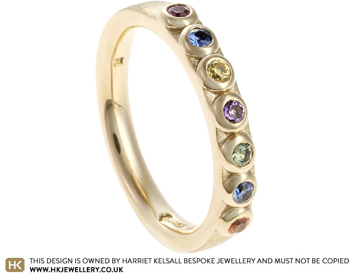 Fairtrade 9ct Yellow Gold Rainbow Sapphire Eternity Ring